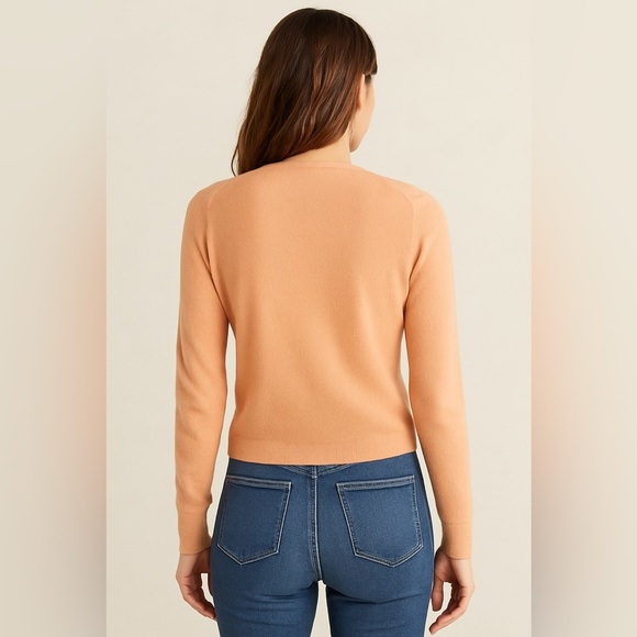 Garnet Hill Cashmere Open Tie Front Cardigan Sweater Peach Pink Ballerina sz XS - Picture 2 of 7